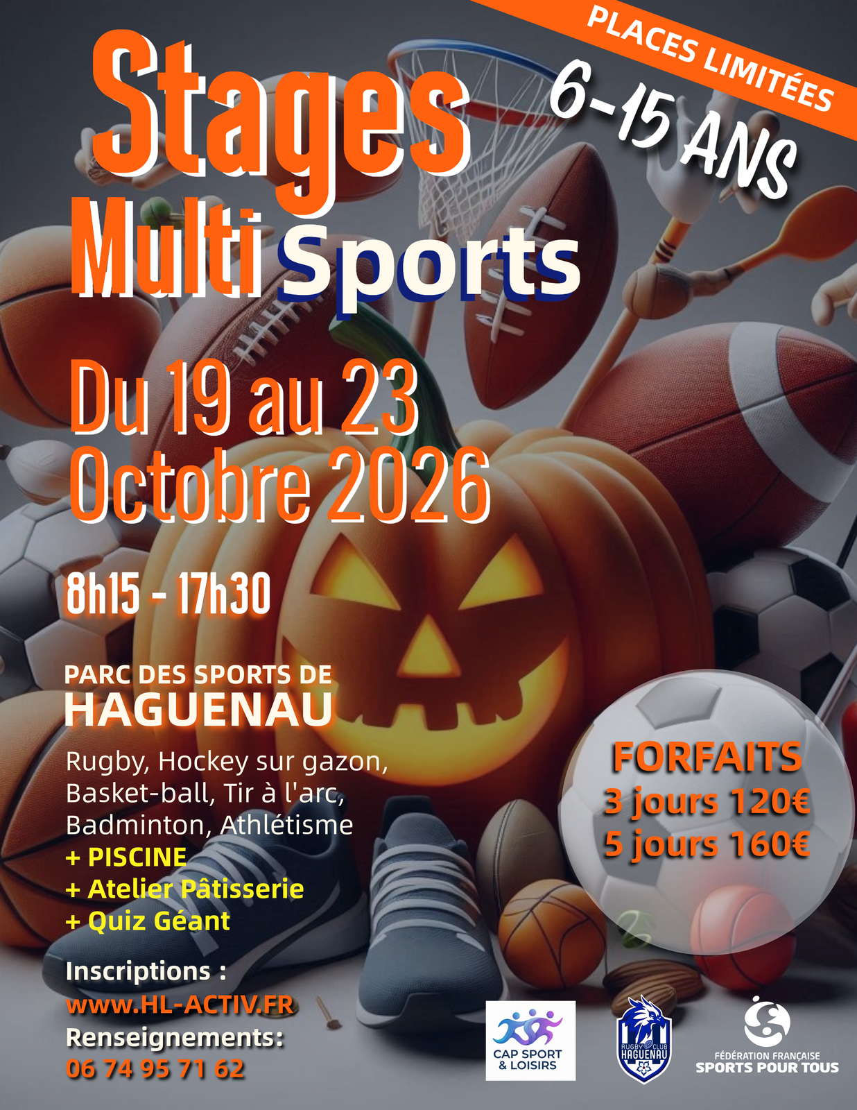 Affiche Stage Multisports du 19 au 23 octobre 2026, Parc des Sports de Haguenau